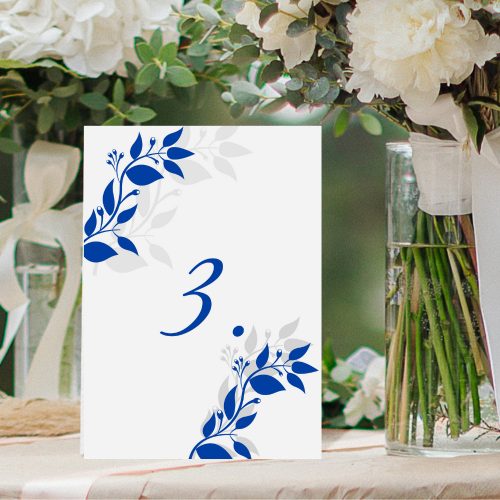Asztalszám esküvőre "Kék leveles"