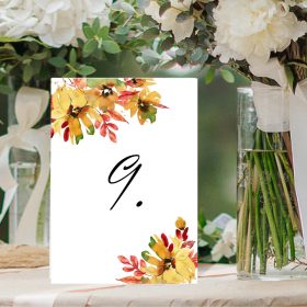 Asztalszám esküvőre "Őszi avar mintás"
