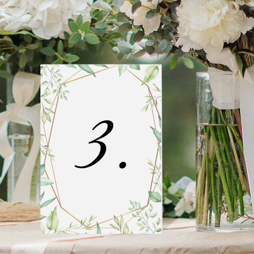 Asztalszám esküvőre "Zöld leveles"