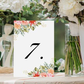 Asztalszám esküvőre "Színes virágos"