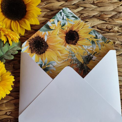 Kézműves boríték, "Napraforgós design