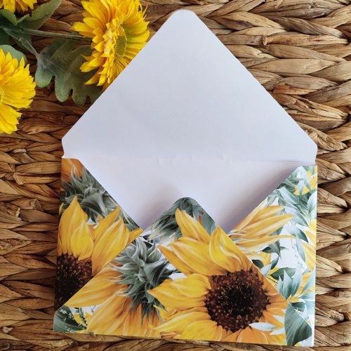 Kézműves boríték, "Napraforgós design