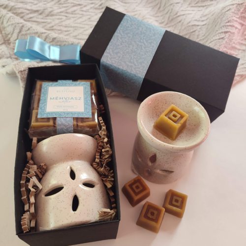 Mézillat Harmónia, illatviasz és kerámia viaszolvasztó szett