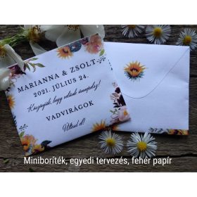   Virágmagos köszönőajándék miniborítékban, egyedi tervezés alapján