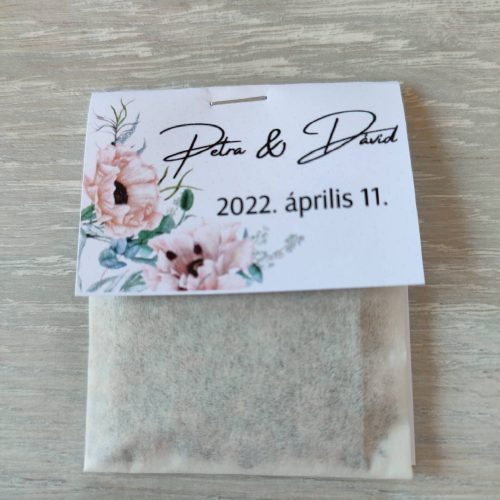 Virágmagos vendégajándék papírtasakban, "Boho poppies" design