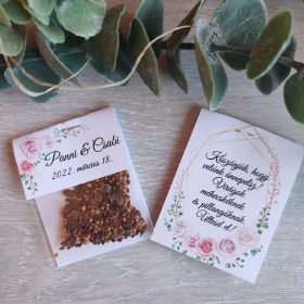   Virágmagos köszönőajándék, "Rózsaszín rózsás" design