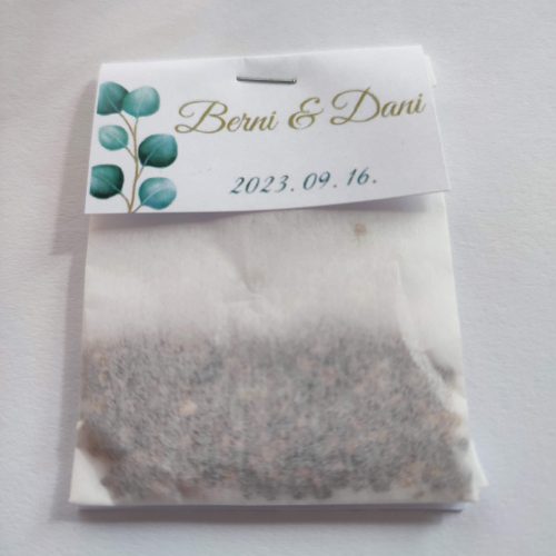 Virágmagos köszönőajándék, "Eukaliptusz 2 " design, papírtasakkal