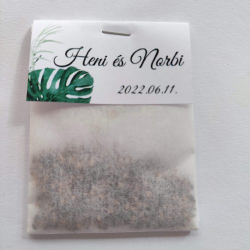 Virágmagos köszönőajándéj, "Tropical 2" design, papírtasakkal