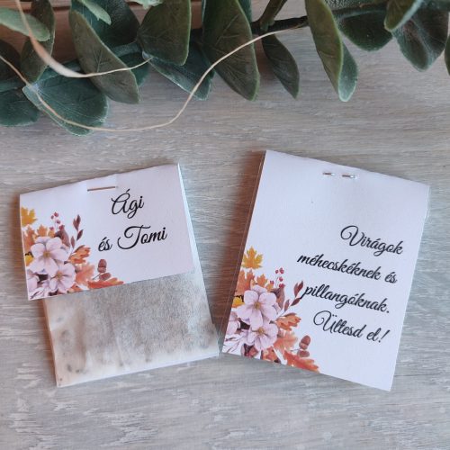Virágmagos köszönőajándék őszi virágos mintával