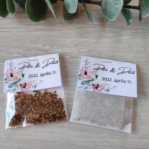 Virágmagos köszönőajándék, "Boho poppies" design