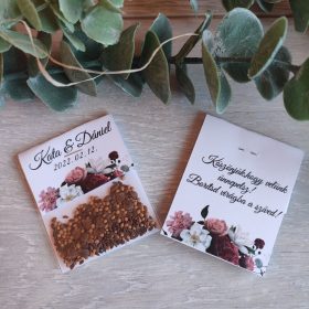   Virágmagos köszönőajándék, "Bordó virágos" design