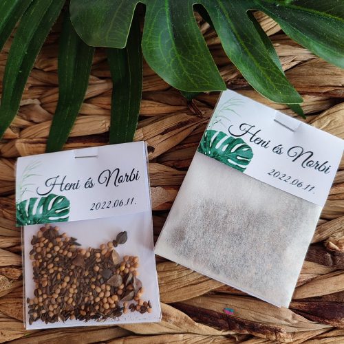 Virágmagos köszönőajándék, "Tropical greenery" design