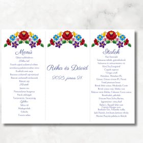 Menüháromszög kalocsai mintával