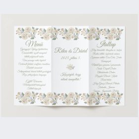 Krémszínű kalocsai mintás menüháromszög