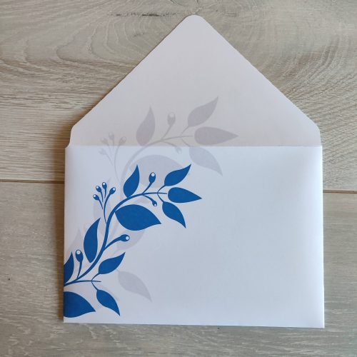 Kék leveles esküvői meghívó szett