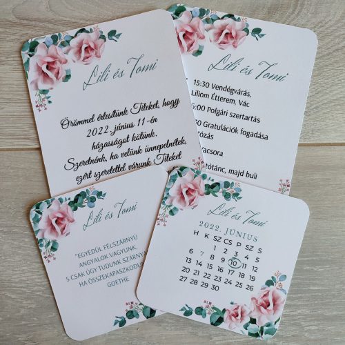 Esküvői meghívó szett magnólia virágokkal