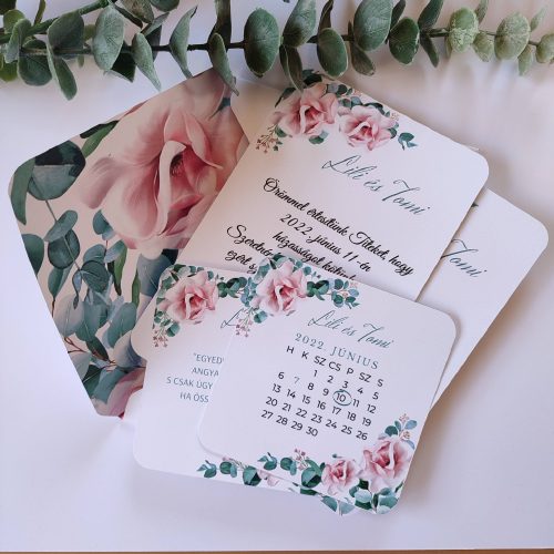 Esküvői meghívó szett magnólia virágokkal