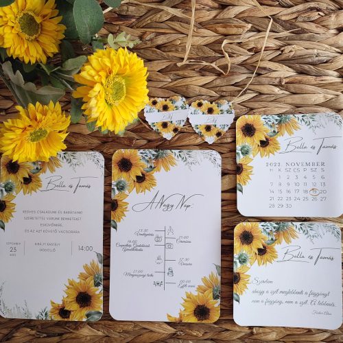 Napraforgós esküvői meghívó szett