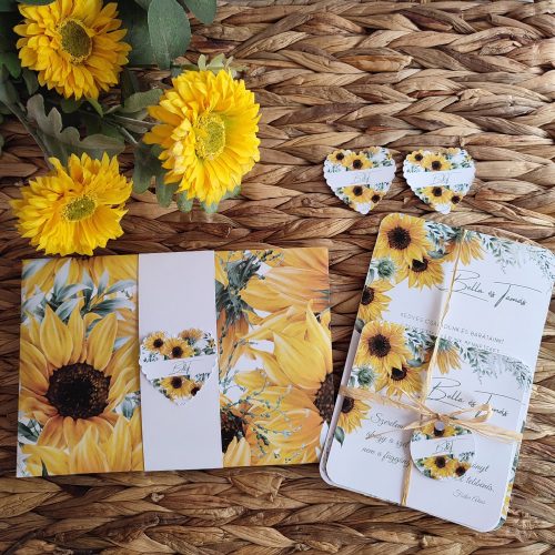 Napraforgós esküvői meghívó szett