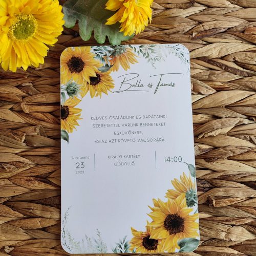 Napraforgós esküvői meghívó szett