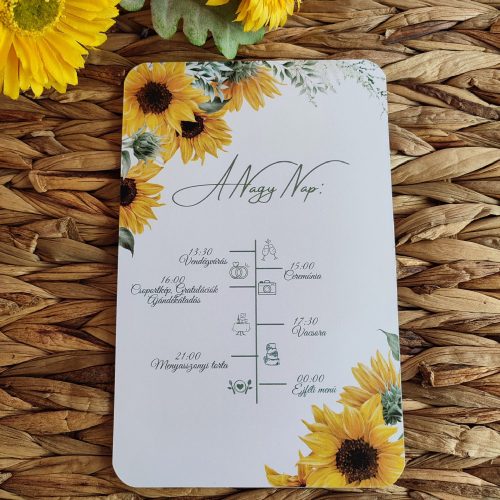 Napraforgós esküvői meghívó szett