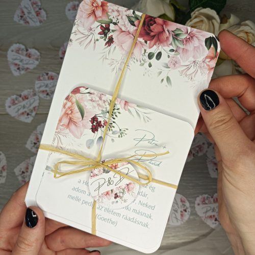 "Blush burgundy peonies" esküvői meghívó szett