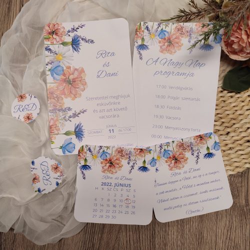 Búzavirágos meghívó szett