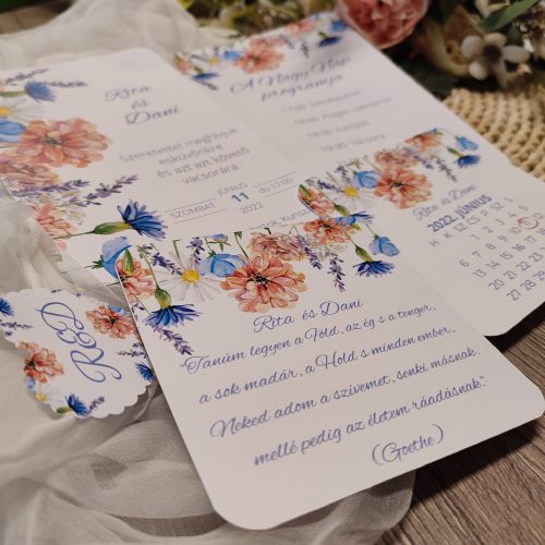 Búzavirágos meghívó szett