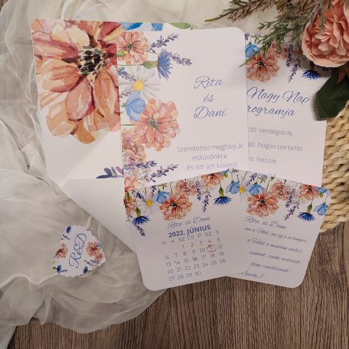 Búzavirágos meghívó szett