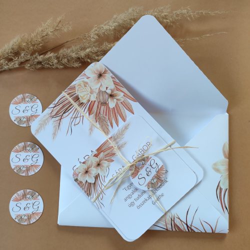 Pampafűvel díszített esküvői meghívó szett