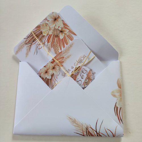 Pampafűvel díszített esküvői meghívó szett