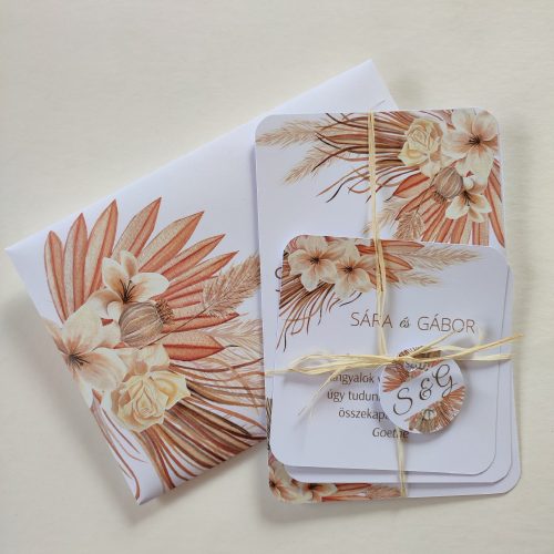 Pampafűvel díszített esküvői meghívó szett