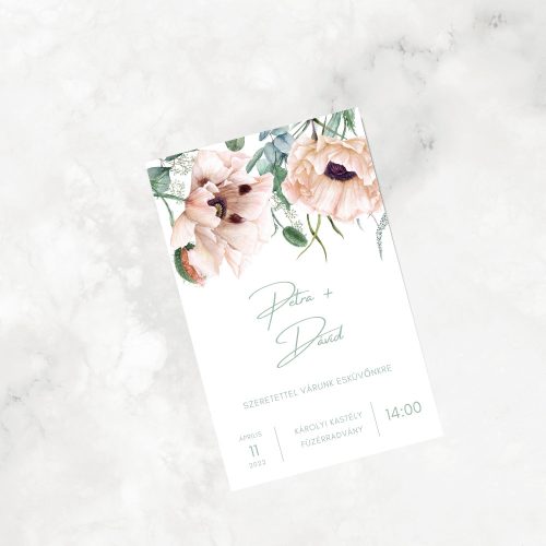 "Bloom" esküvői meghívó, egyoldalas