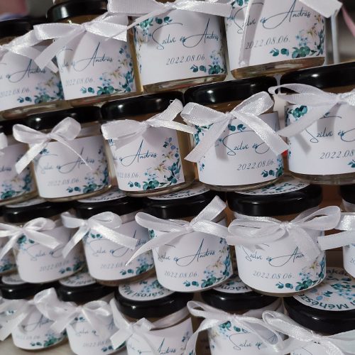 Miniméz esküvői köszönőajándék, Liliomos mintával