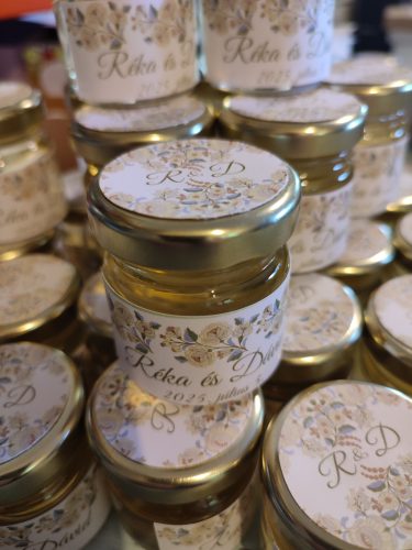 Miniméz vendégajándég, Kalocsai mintával (krémszínű)