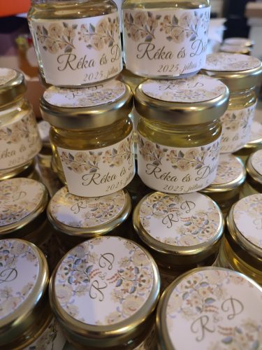 Miniméz vendégajándég, Kalocsai mintával (krémszínű)