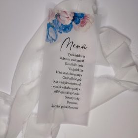 Menükártya pauszpapíron "indigó rózsás"