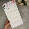 "Blush pink peonies" menüháromszög esküvőre