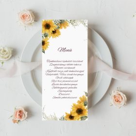   Egyoldalas menükártya, "Napraforgós 1" mintával