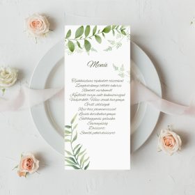 Egyoldalas menükártya, "Greenery" mintával
