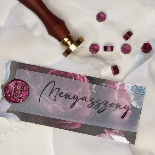 Ültetőkártya viaszpecséttel "Bordó virágos"