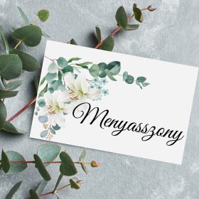 Liliomos esküvői ültetökártya