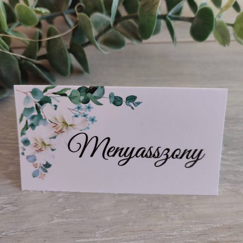 Liliomos esküvői ültetökártya