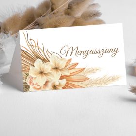 Pampafű mintás esküvői ültető kártya