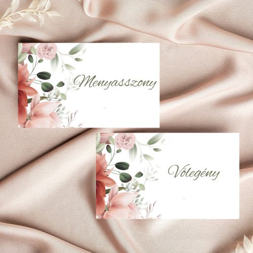 Ültetőkártyák esküvőre "Blush pink peonies" design