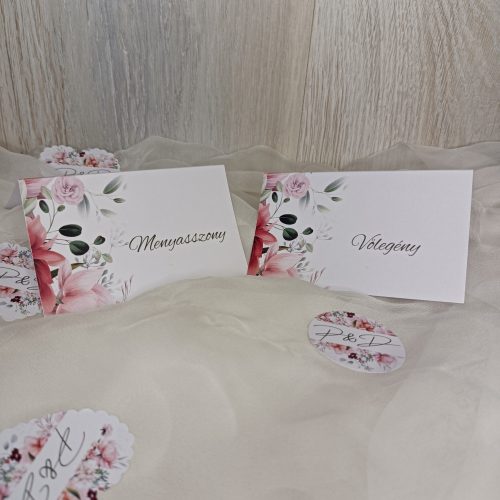 Ültetőkártyák esküvőre "Blush pink peonies" design