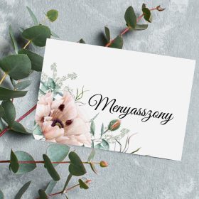   Esküvői ültetőkártya, névtábla, "Boho poppies" design