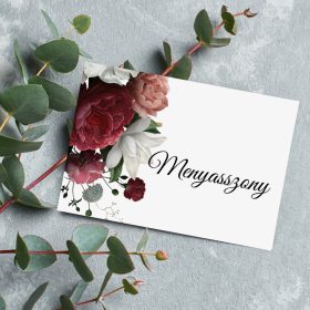 Ültetőkártya, "Bordó virágos" design