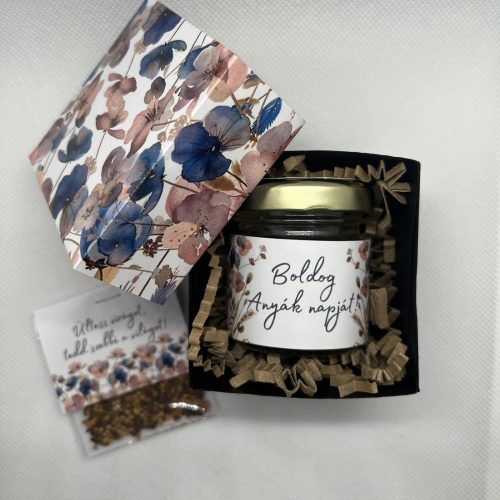 Kézműves Mézes Doboz Egyedi Üzenettel és Virágmagos Ajándékkal